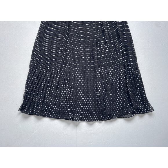 TAHARI Polkadot Accordion Skirt / Sz S/P / Black + White Pleated Maxi Flowy - Picture 5 of 9